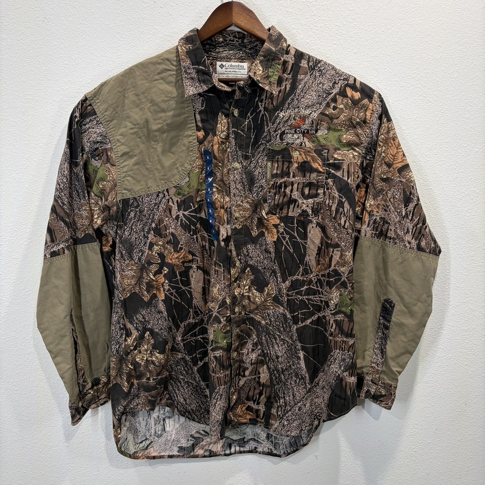 Columbia Mossy Oak Camo Long Sleeve Hunting Shirt Men's XL Shooting Hiking